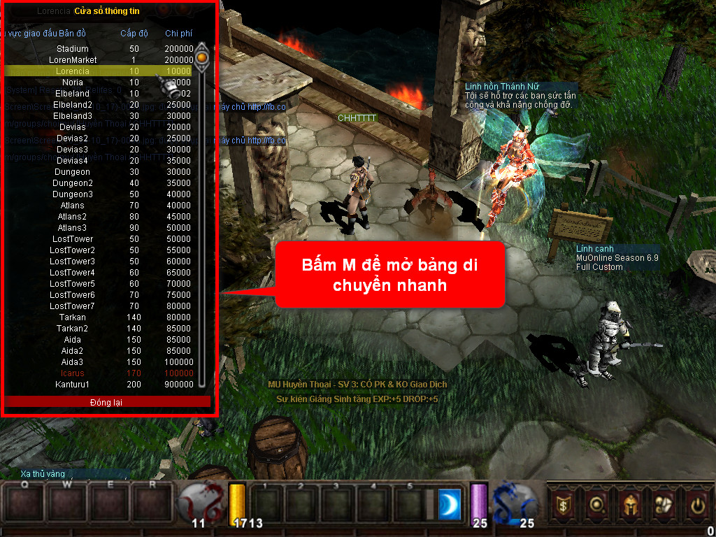 Chức năng chính của Game MU Nam Bắc Chức năng chính của Game MU Nam Bắc